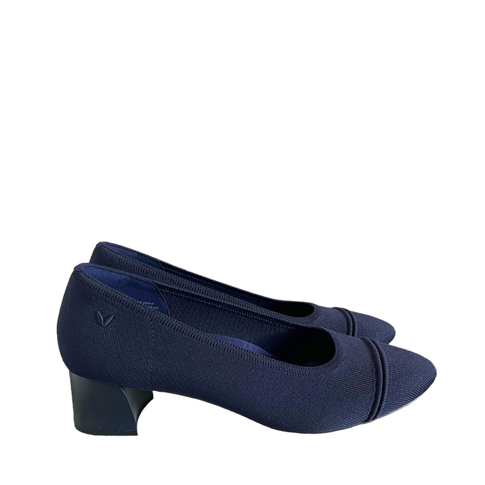 Navy Low Block Heel Pumps - Women's Comfort Dress Shoes